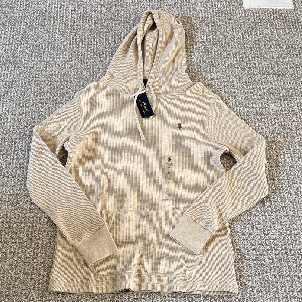 New Polo Ralph Lauren Dune Tan Hoodie Shirt Top Men M